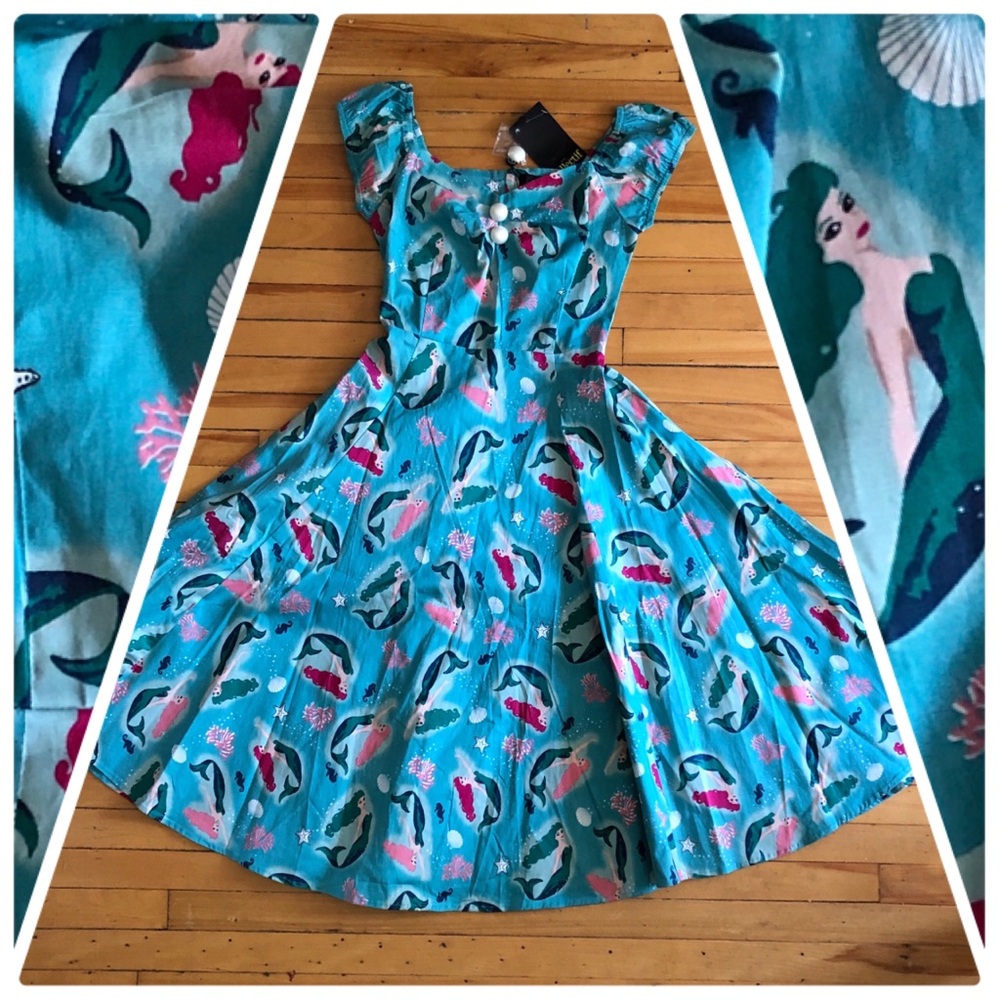 NWT Small Collectif Little Mermaid Retro Dolores Swing Dress Modcloth Disney?